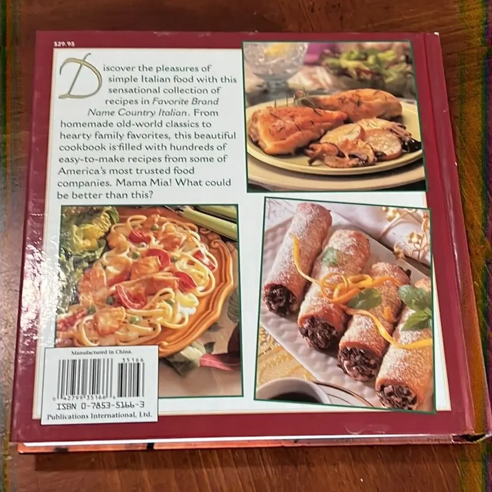 Favorite Brand Name Country Italian Cookbook Vintage Hardcover